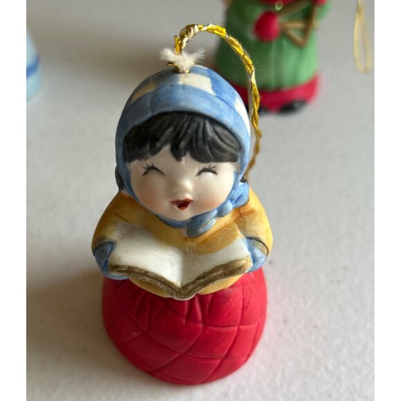 Set Of 3 Vintage Jasco Hand Painted Christmas Caroler Ornaments - Picture 4 of 8